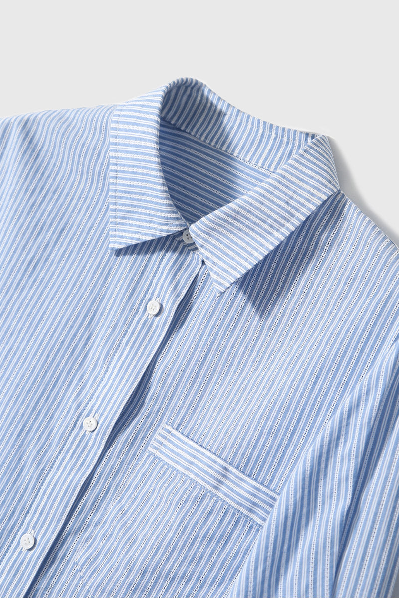 Short Sleeve Vertical Striped Shirt Women