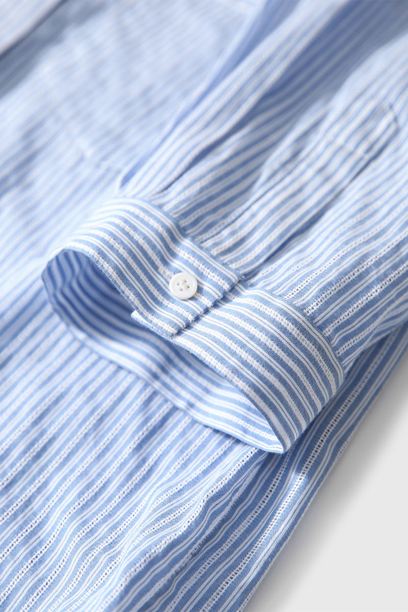 Short Sleeve Vertical Striped Shirt Women