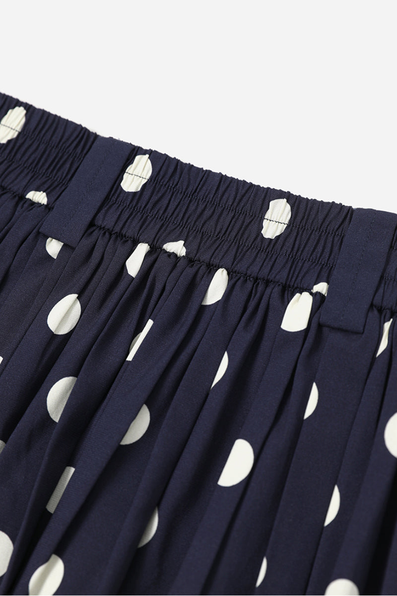 Signature Pleated Silk-Blend Polka Dot Midi Skirt