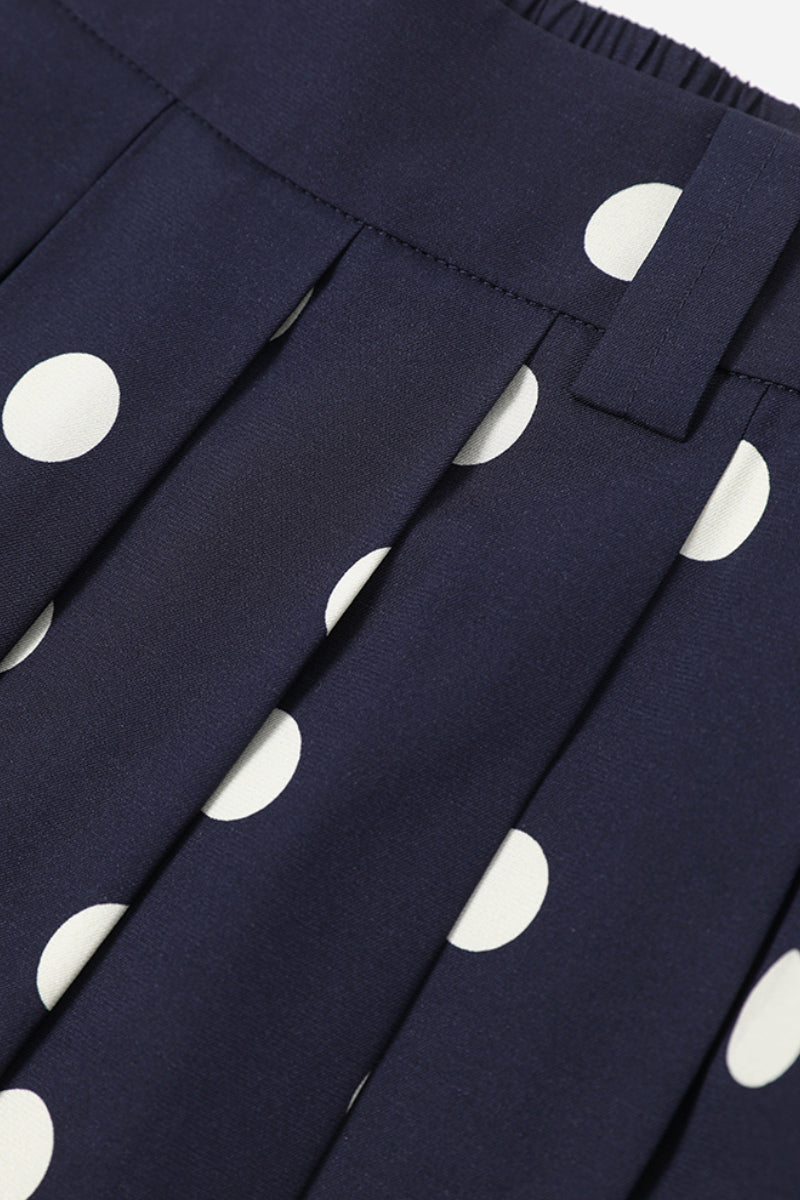 Signature Pleated Silk-Blend Polka Dot Midi Skirt