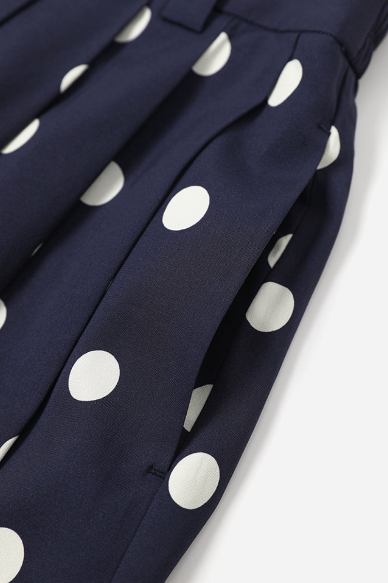 Signature Pleated Silk-Blend Polka Dot Midi Skirt
