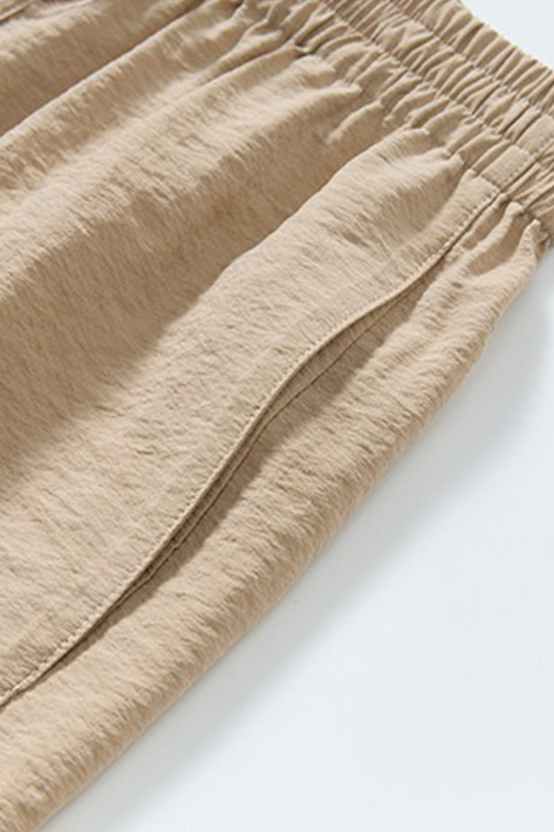 Silk Blend Elastic Waist Wide Leg Shorts