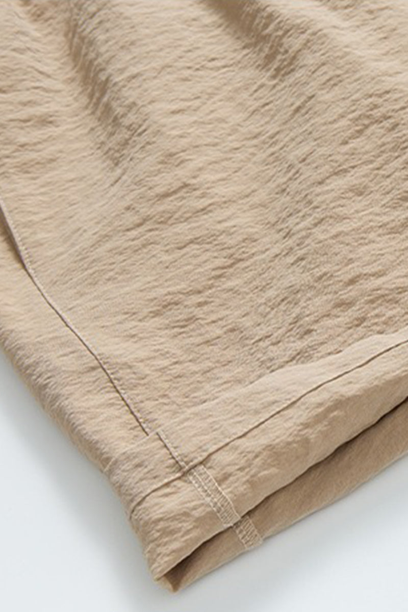 Silk Blend Elastic Waist Wide Leg Shorts