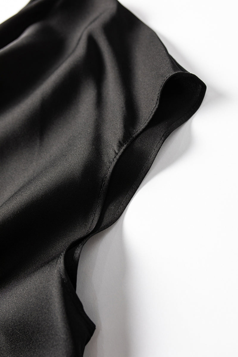 Silk Cowl-Neck Cap-Sleeve Blouse