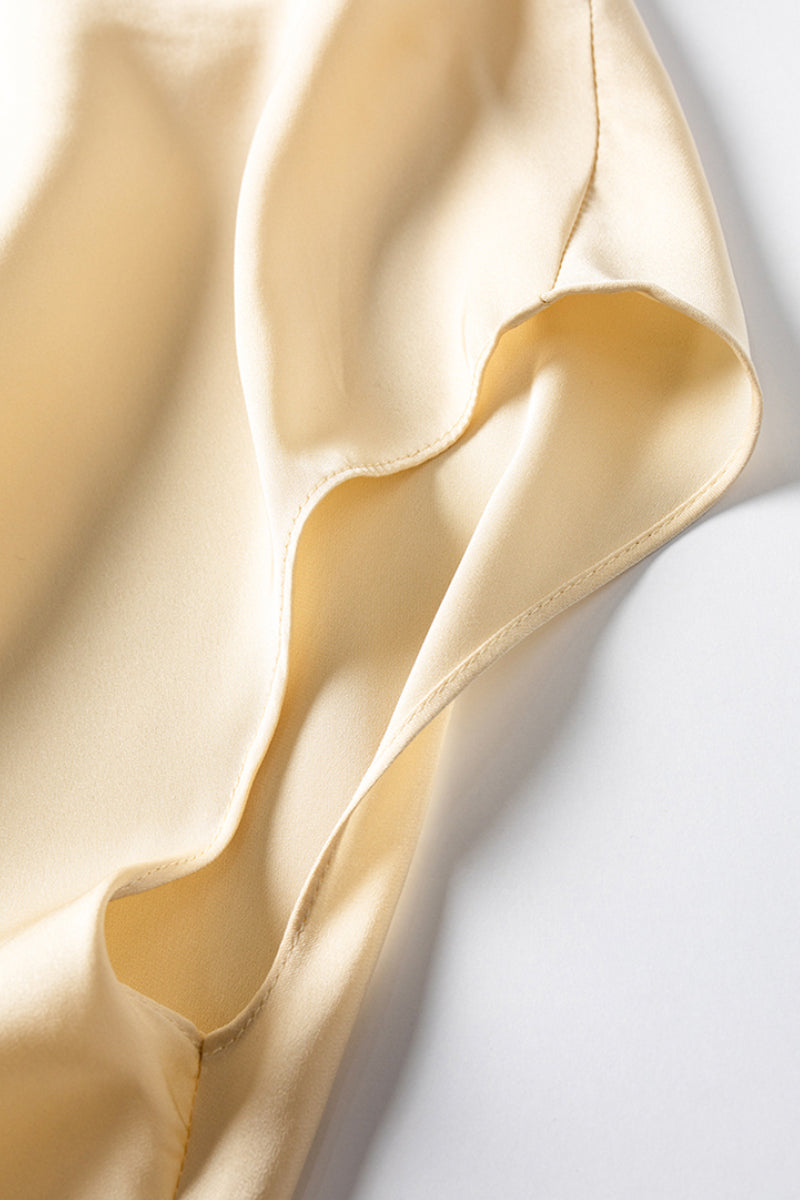 Silk Cowl-Neck Cap-Sleeve Blouse