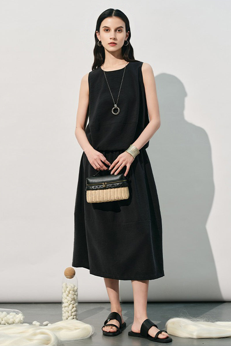 Silk Sleeveless Loose Fit Round Neck Top