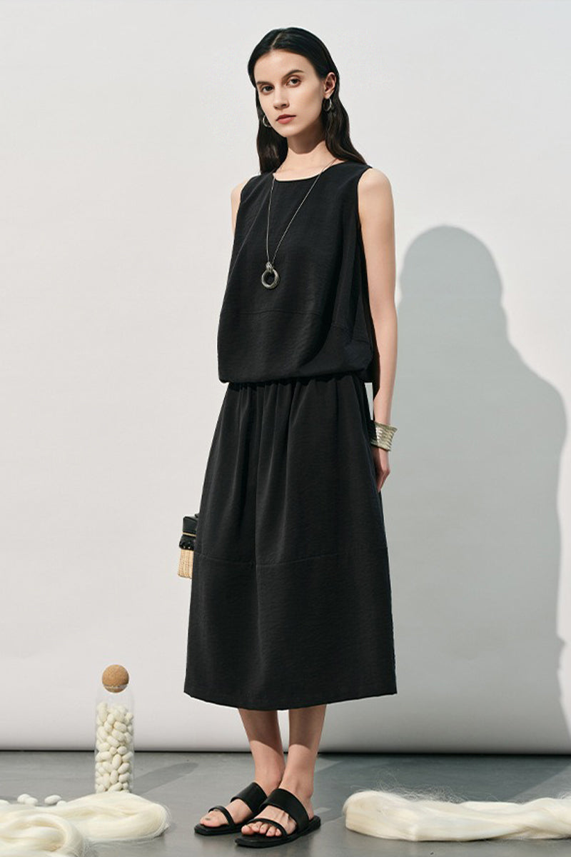 Silk Sleeveless Loose Fit Round Neck Top