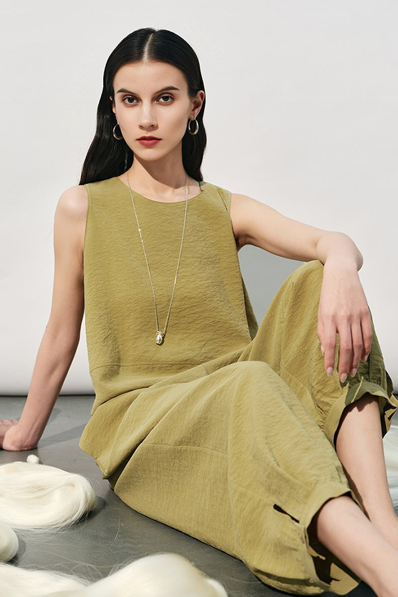 Silk Sleeveless Loose Fit Round Neck Top