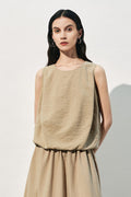 Silk Sleeveless Loose Fit Round Neck Top