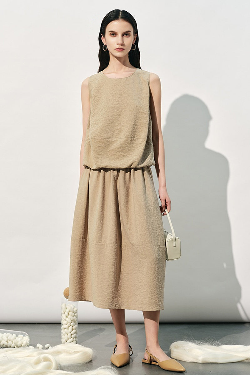 Silk Sleeveless Loose Fit Round Neck Top
