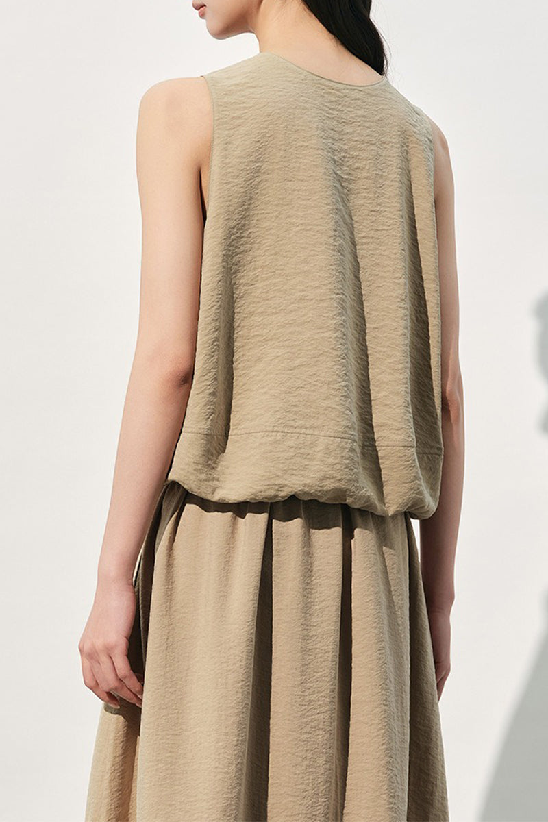 Silk Sleeveless Loose Fit Round Neck Top