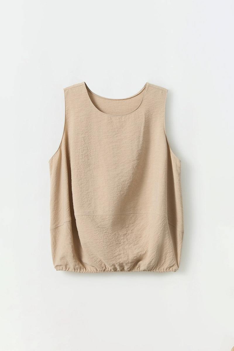 Silk Sleeveless Loose Fit Round Neck Top