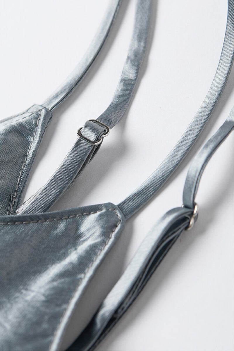 Silver Bias Cut Satin Slip Midi Dress