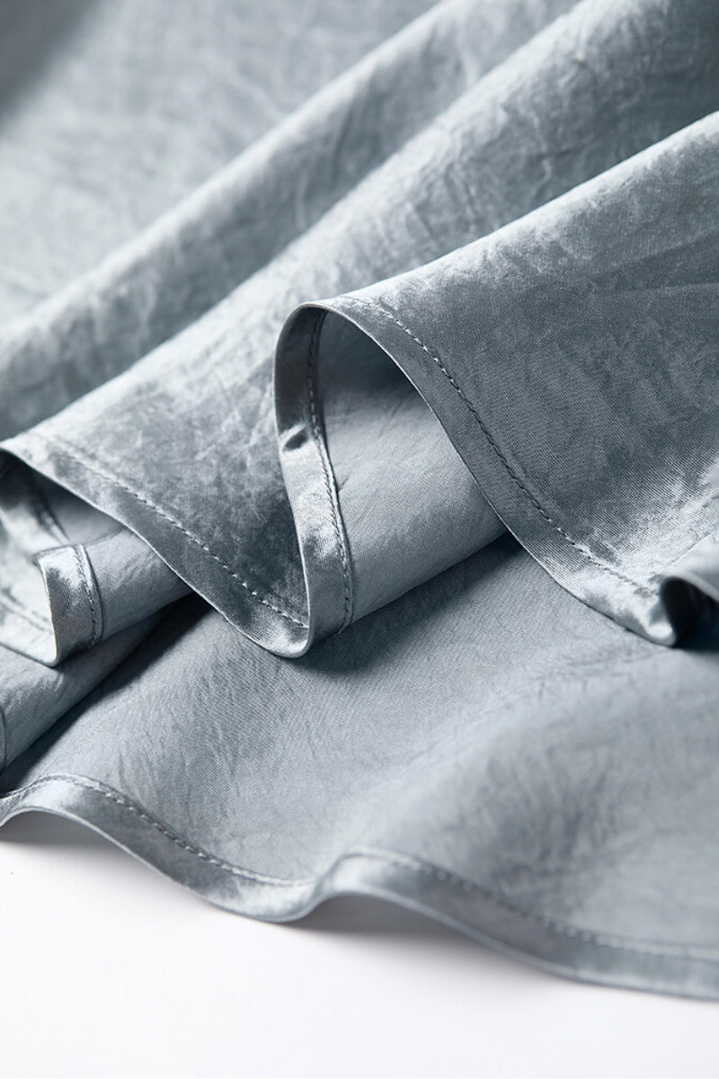 Silver Bias Cut Satin Slip Midi Dress