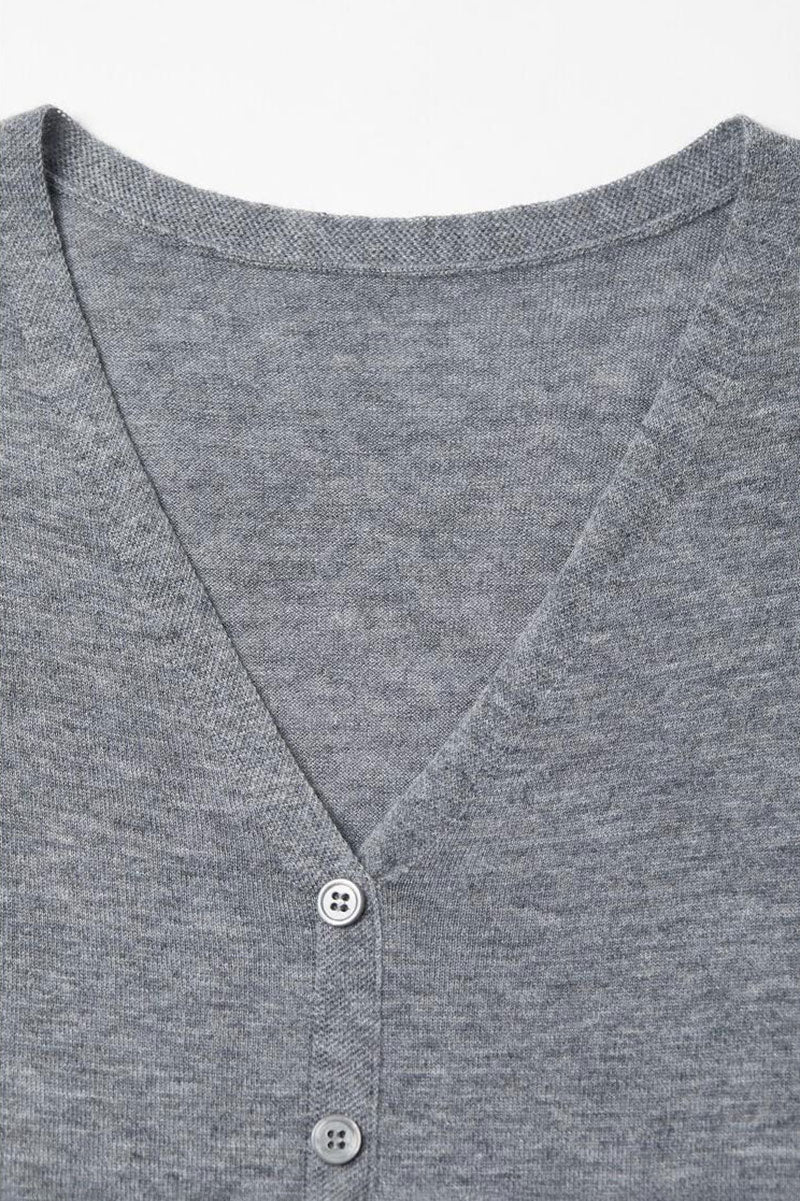 Slim Fit Wool-Blend Cap-Sleeve V-Neck Pullover T-Shirt with Ruched Waist