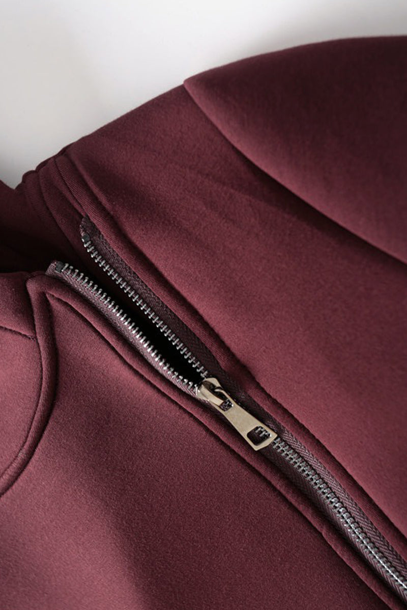 Soft Acetate-Cashmere Blend Asymmetric Zip Up Hooded Sweatshirt with Thumb Holes