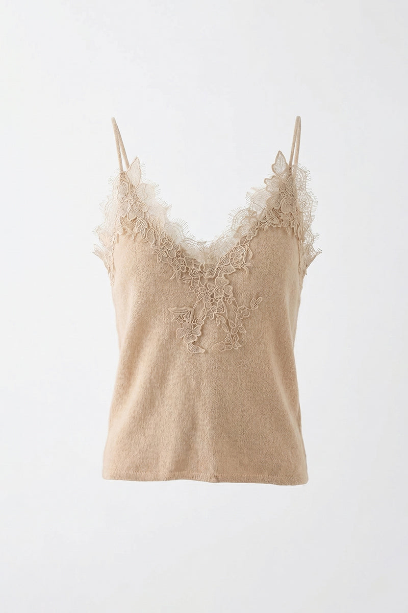 Soft Embroidered  V-Neck Lace Camisole