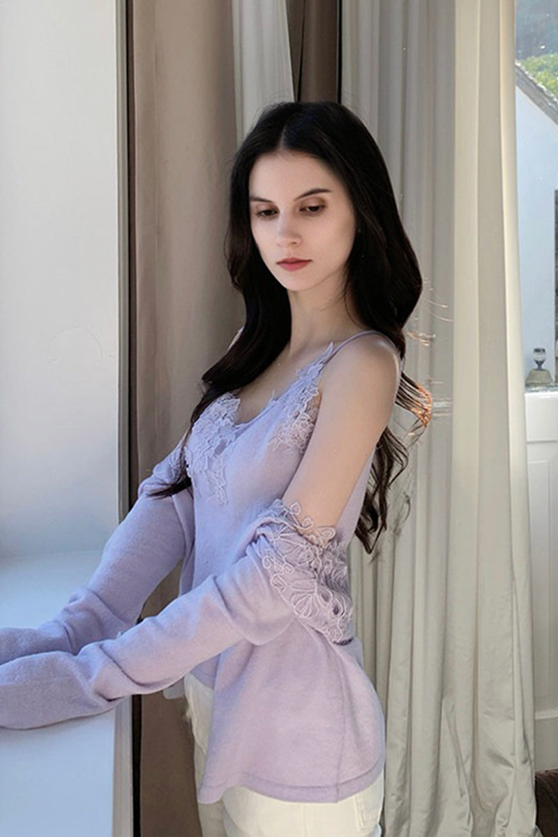 Soft Embroidered  V-Neck Lace Camisole