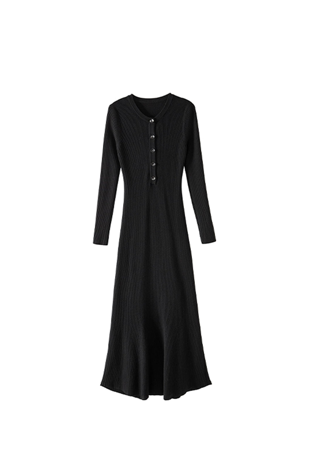 Soft Ribbed Long Sleeve Crewneck Maxi Sweater Dress