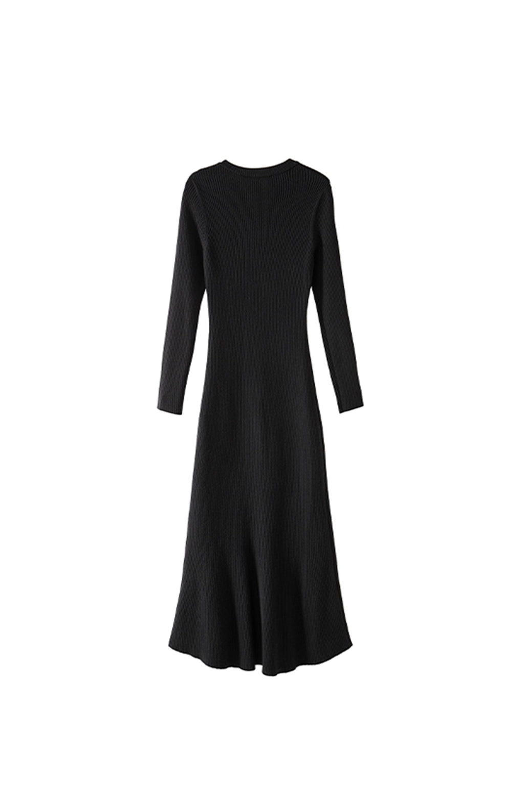 Soft Ribbed Long Sleeve Crewneck Maxi Sweater Dress