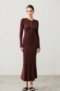 Soft Ribbed Long Sleeve Crewneck Maxi Sweater Dress