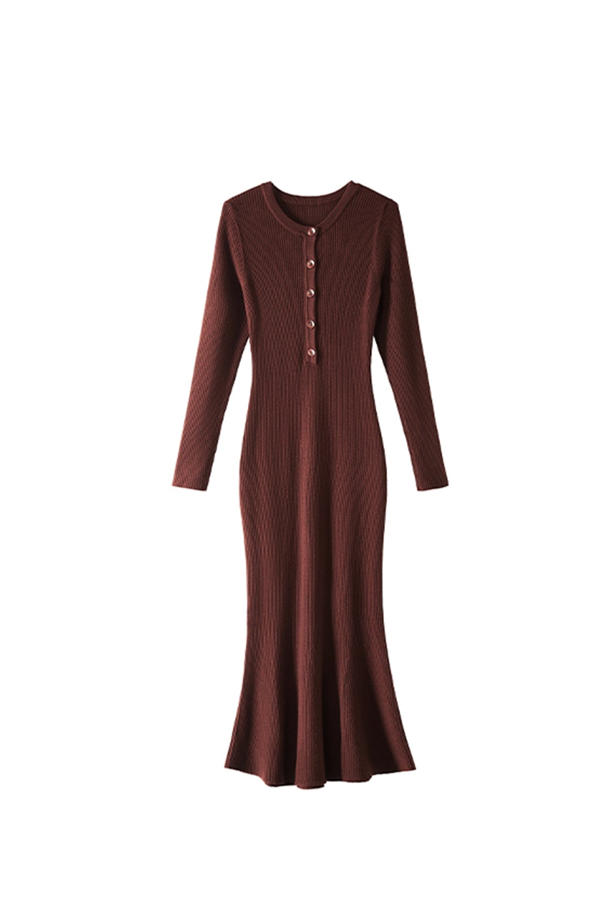 Soft Ribbed Long Sleeve Crewneck Maxi Sweater Dress