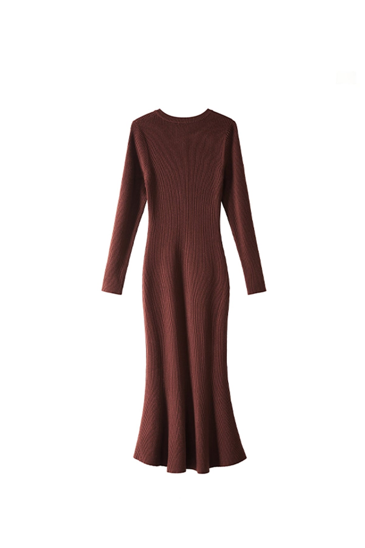 Soft Ribbed Long Sleeve Crewneck Maxi Sweater Dress