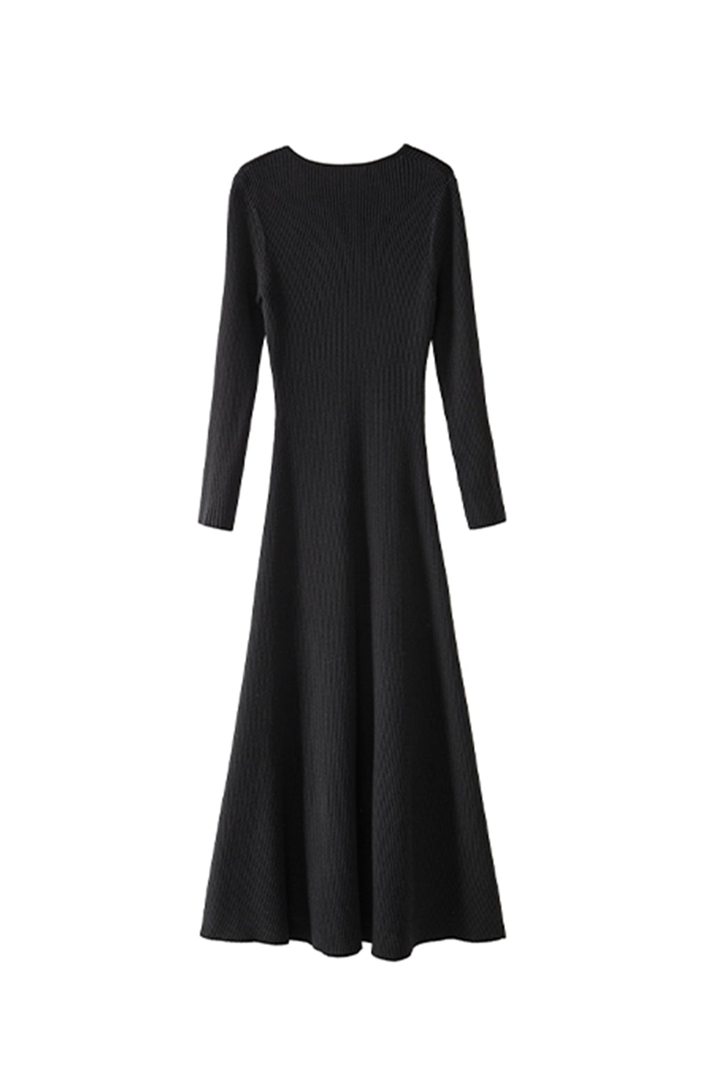 Soft Ribbed Long Sleeve V-Neck Maxi Sweater Dress