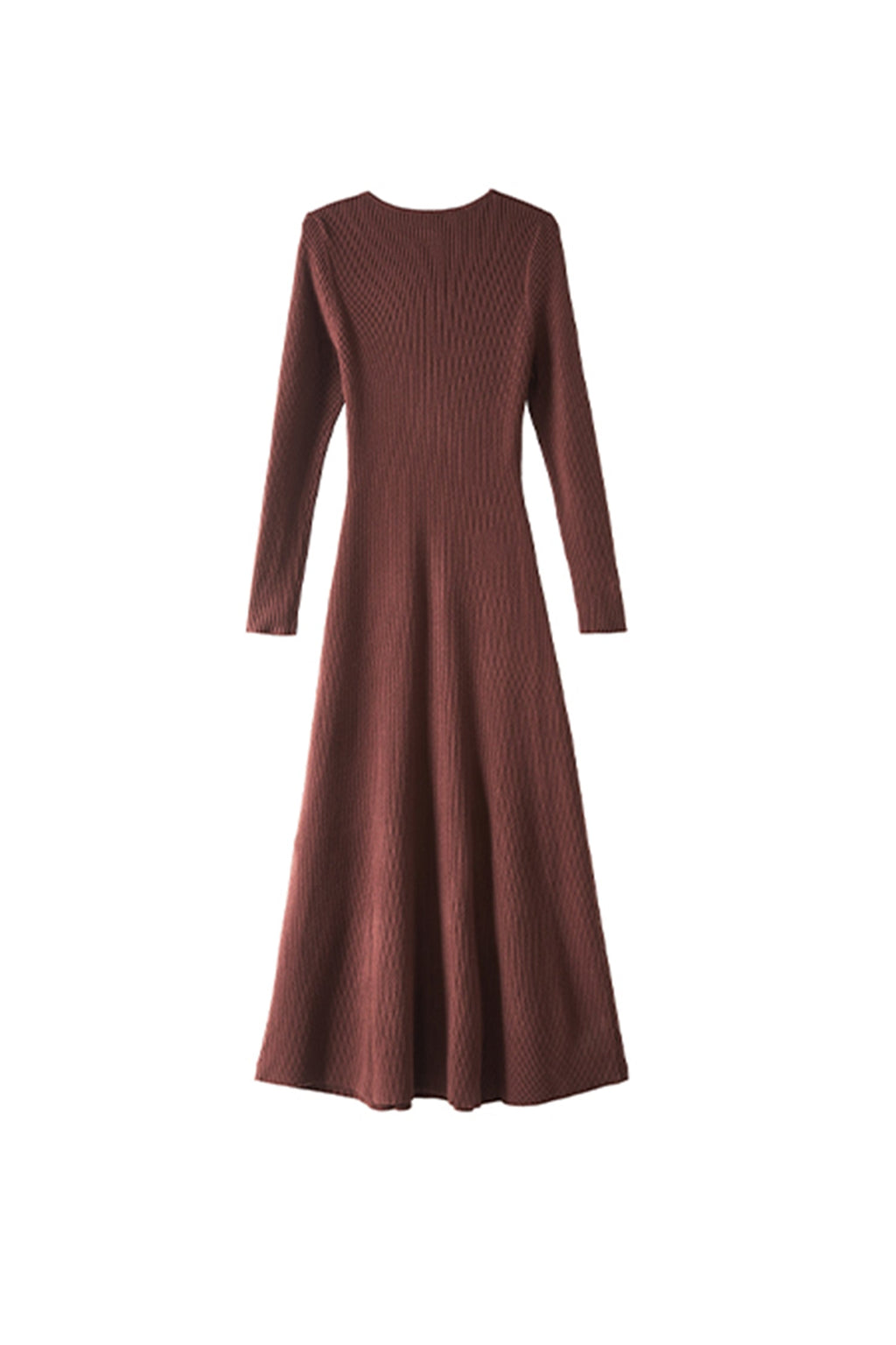 Soft Ribbed Long Sleeve V-Neck Maxi Sweater Dress