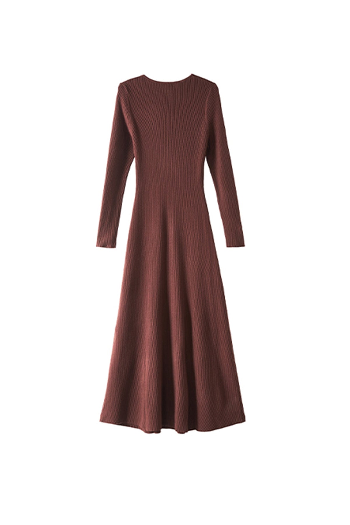Soft Ribbed Long Sleeve V-Neck Maxi Sweater Dress