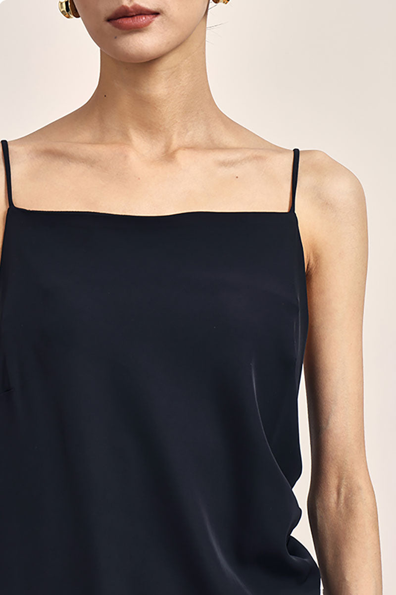 Square Neck Midi Slip Dress with Side Slit