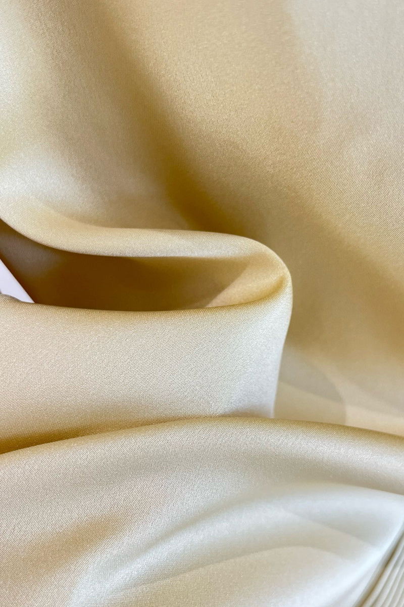 Stretch Silk Button-Down Blouse with Pleated Front