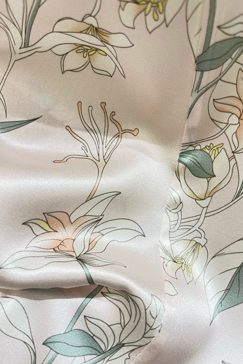 Stretch Silk Cap-Sleeve V-Neck Wrap Blouse