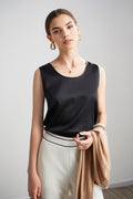 Stretch Silk Sleeveless Crewneck Shell Tank Blouse