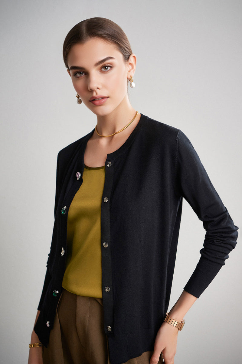 Stretch Silk Sleeveless Crewneck Shell Tank Blouse