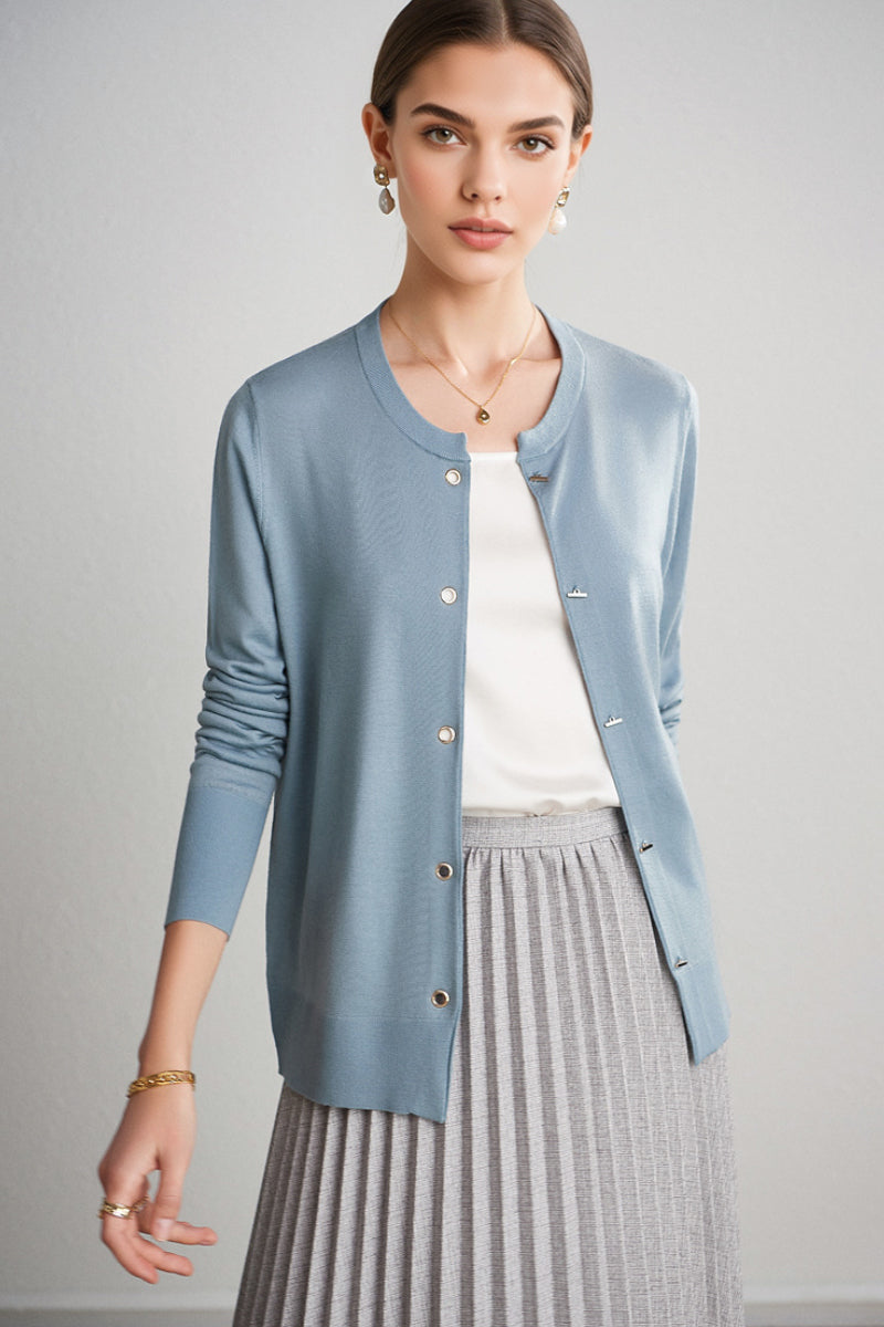 Stretch Silk Sleeveless Crewneck Shell Tank Blouse