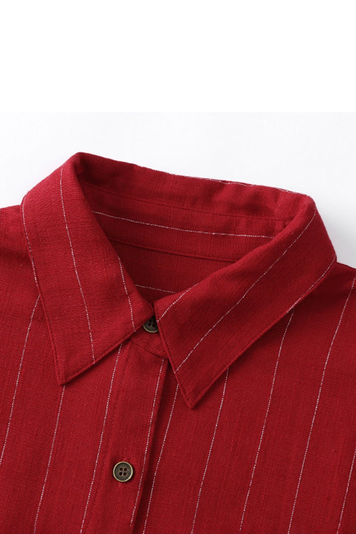 Striped Linen-Blend Long Sleeve Button-Down Shirt