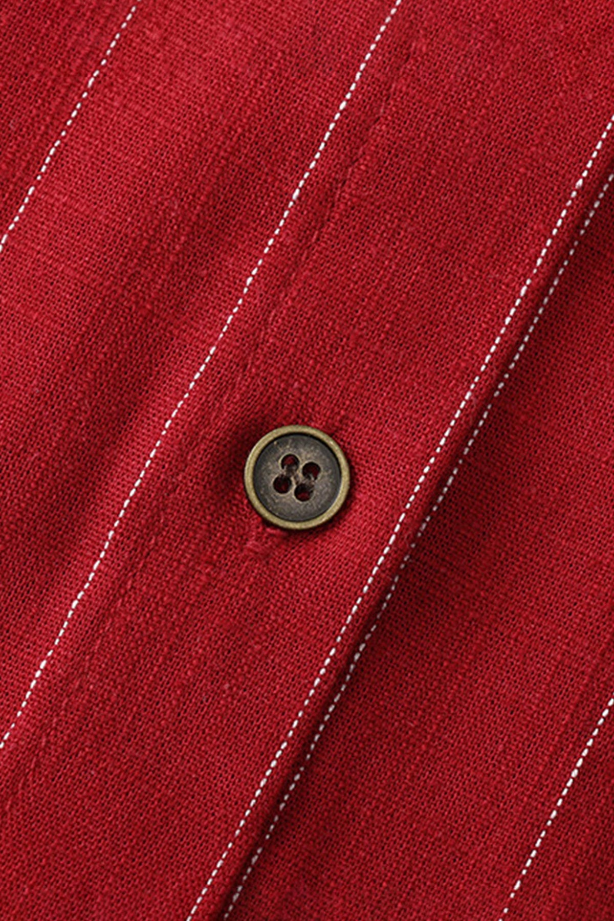 Striped Linen-Blend Long Sleeve Button-Down Shirt