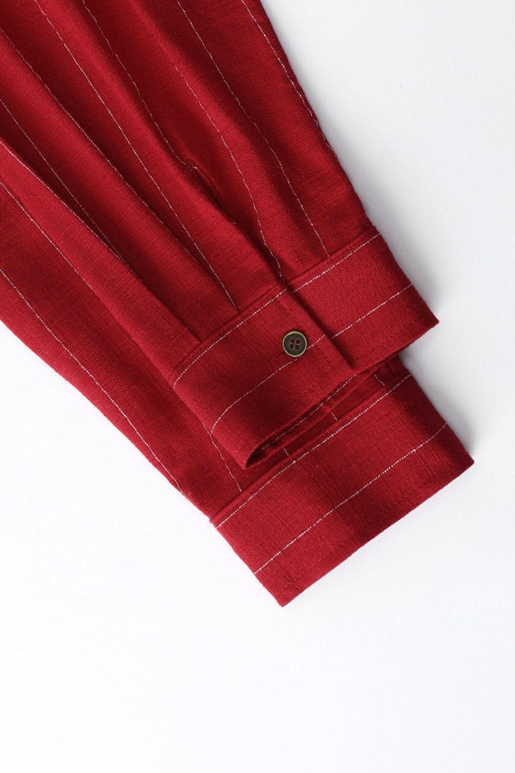 Striped Linen-Blend Long Sleeve Button-Down Shirt