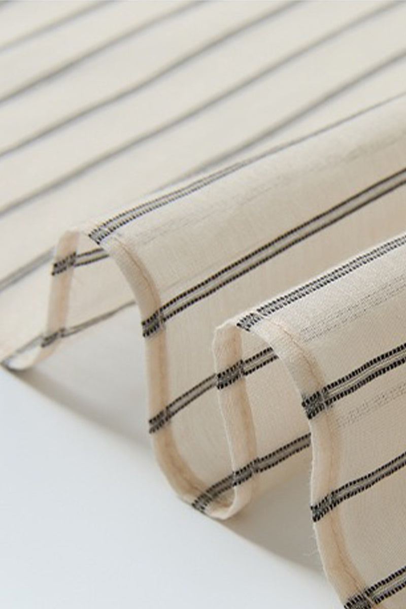 Striped Long Sleeve Cotton Silk Blend Button Up Shirt