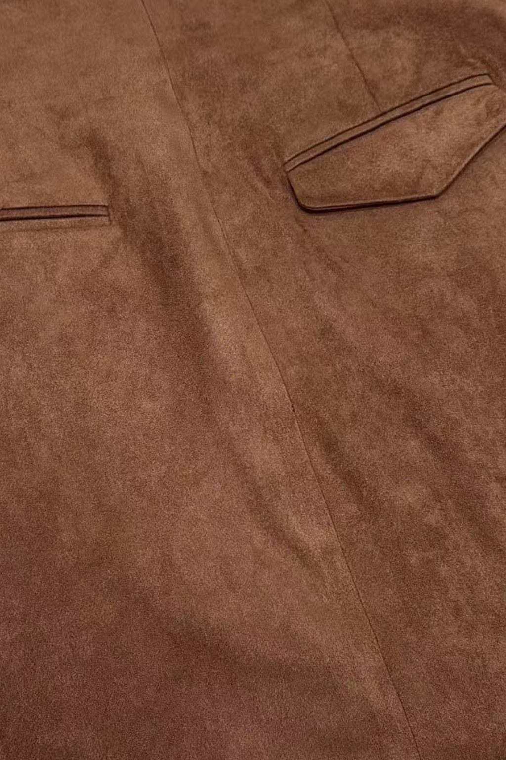 Suede High-Waisted Column Maxi Skirt with Back Slit