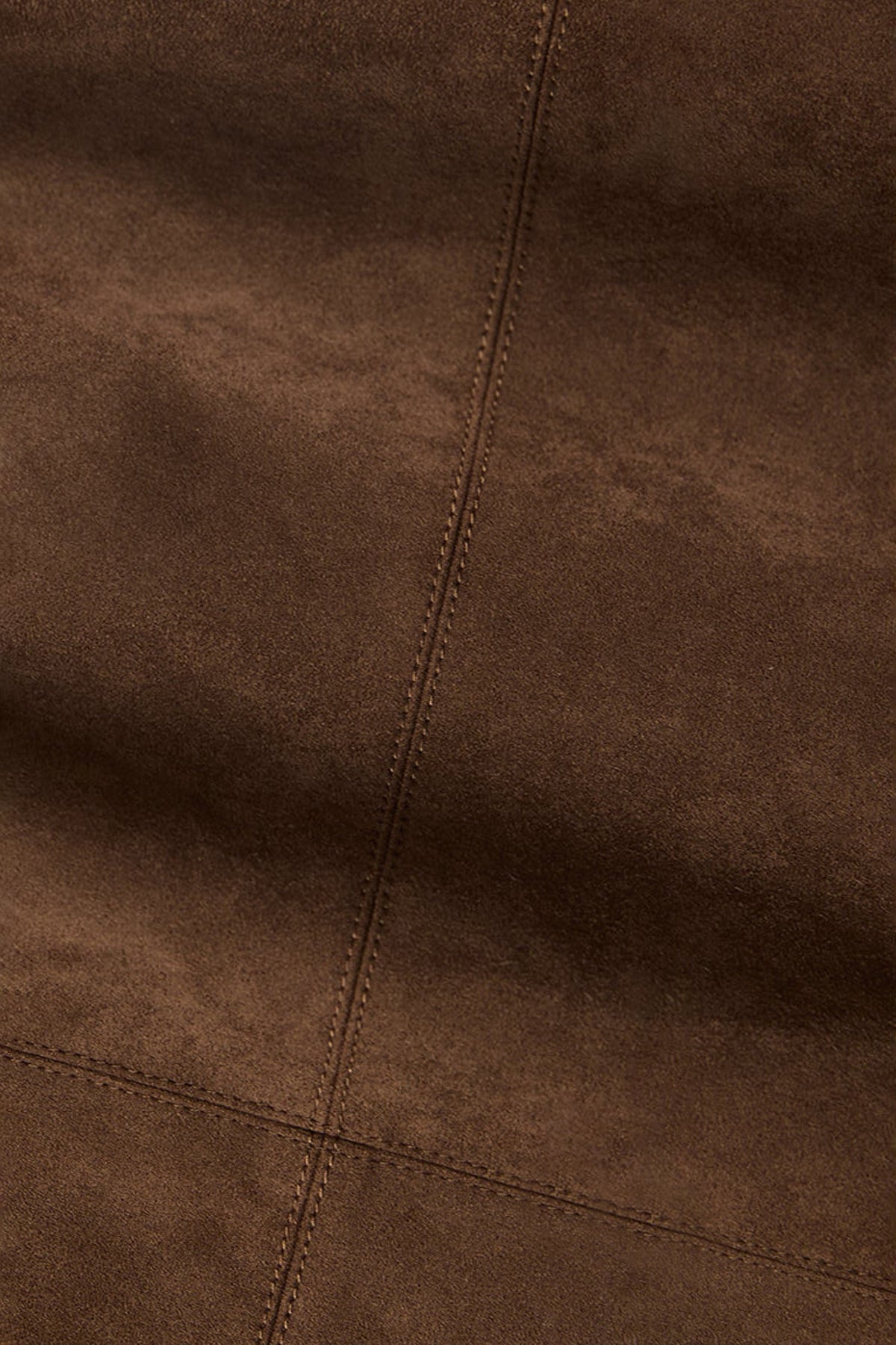 Suede Textured A-Line Midi Skirt in Brown