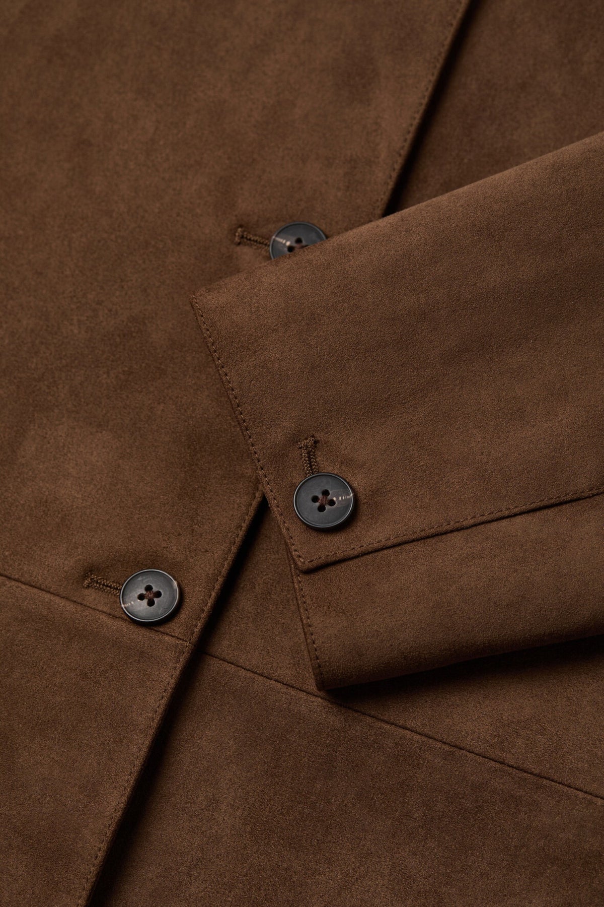 Suede Textured Tie-Waist Overshirt Jacket in Brown