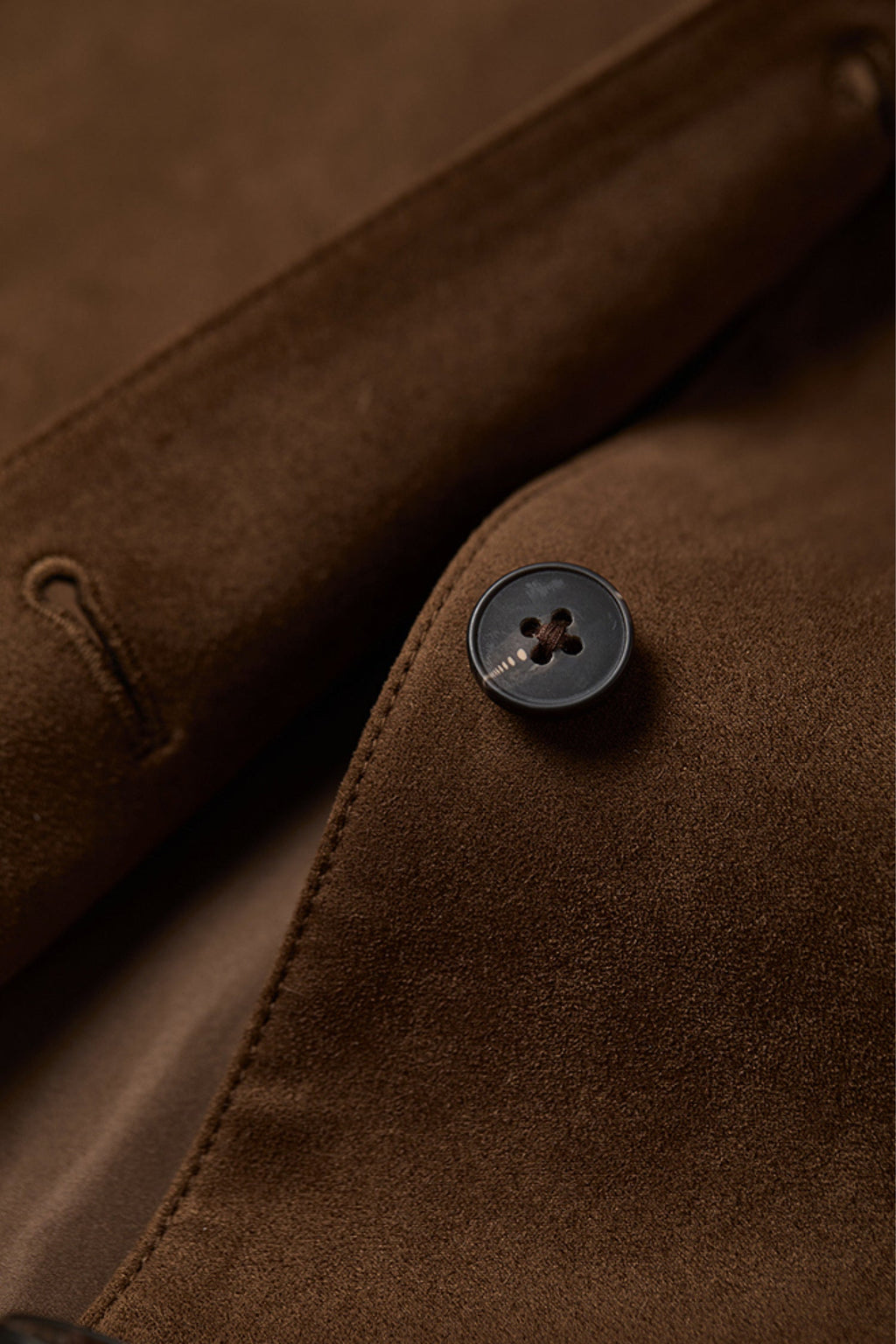 Suede Textured Tie-Waist Overshirt Jacket in Brown