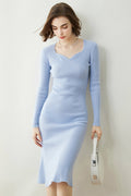 Ultrasoft Cashmere Long Sleeve Sweetheart Midi Sweater Dress