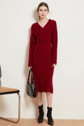 Ultrasoft Cashmere-Wool Long Sleeve Wrap Sweater Dress