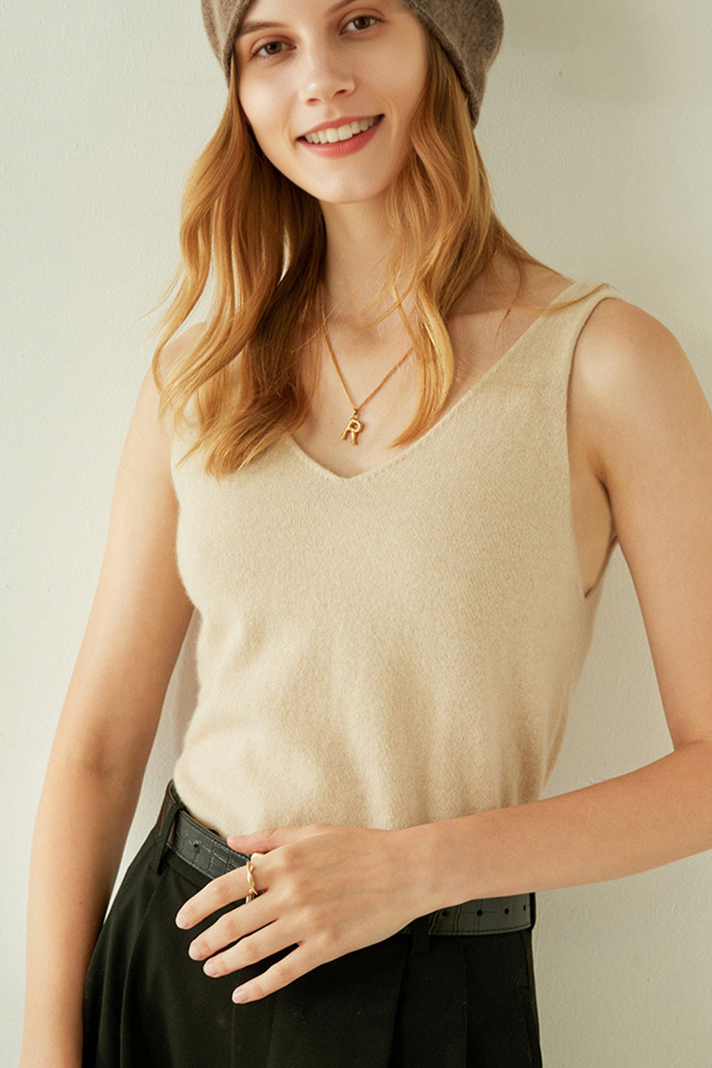 Ultrasoft Cashmere V-Neck Tank Top
