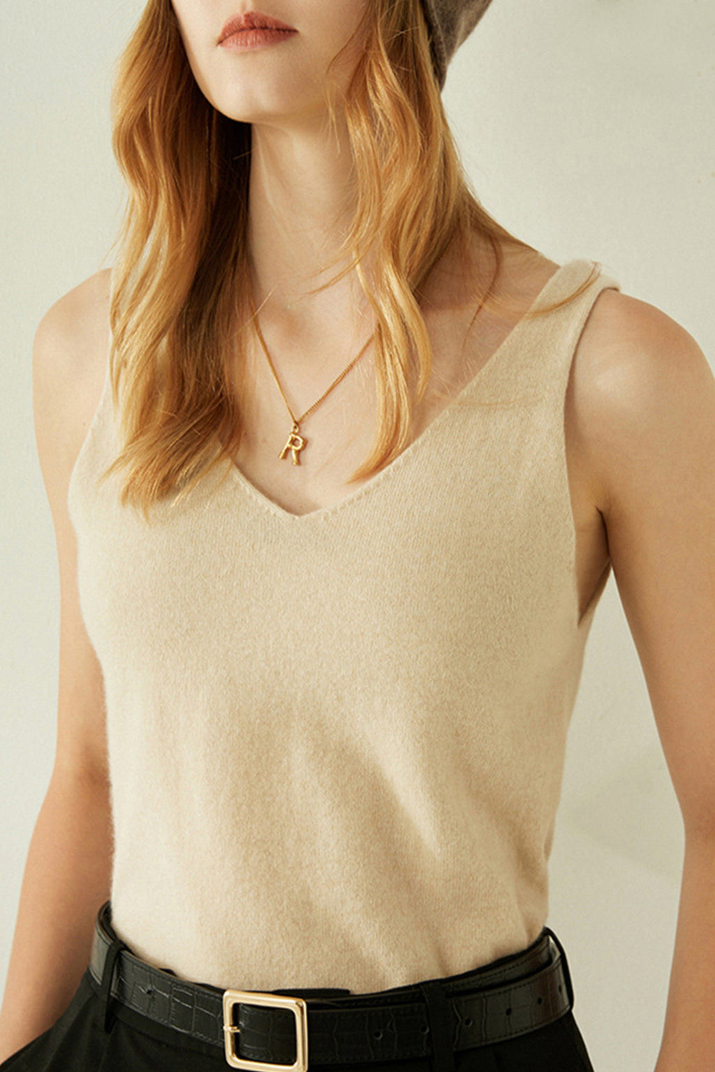 Ultrasoft Cashmere V-Neck Tank Top