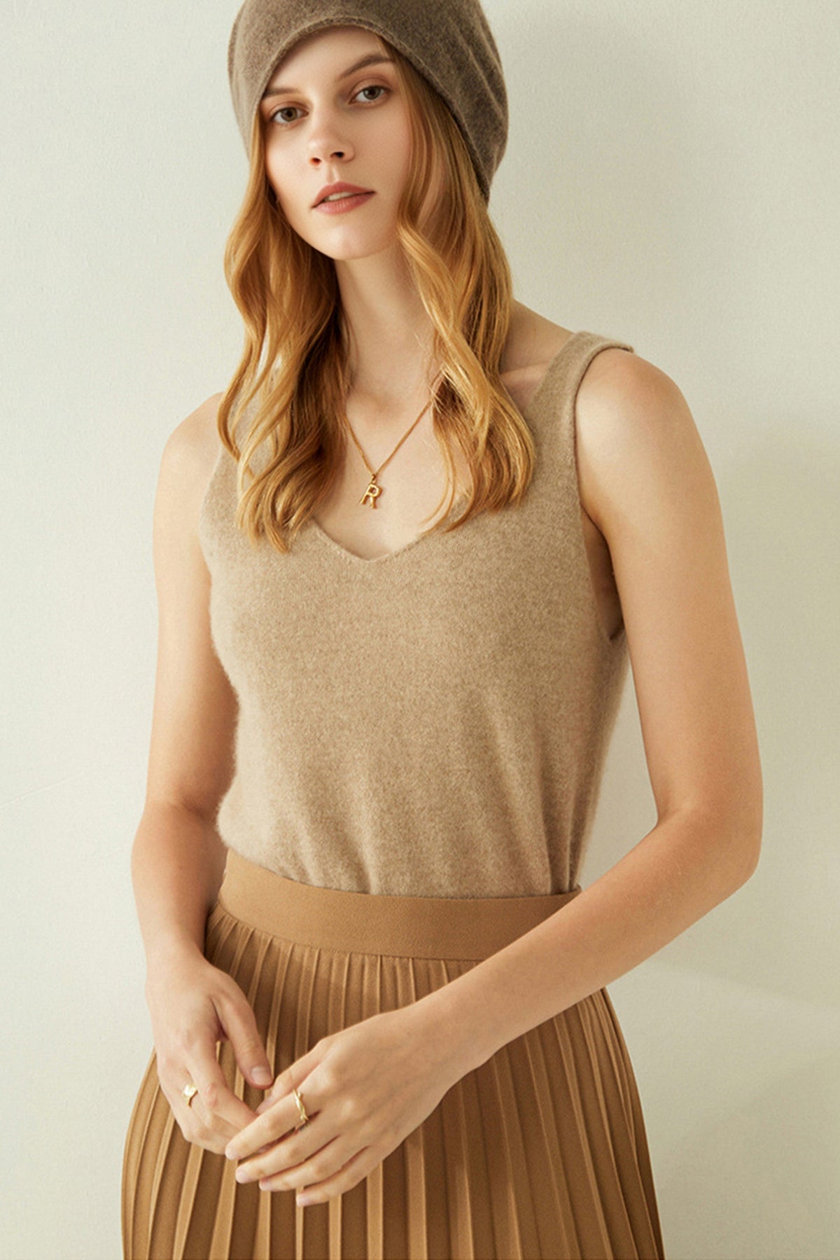 Ultrasoft Cashmere V-Neck Tank Top
