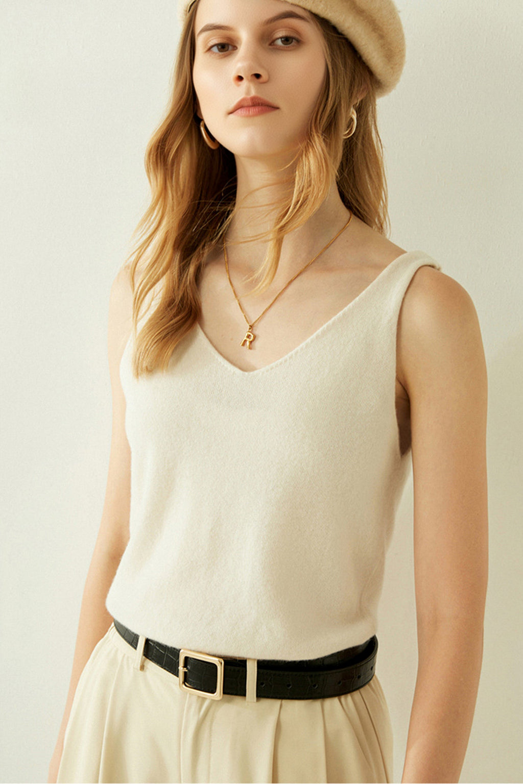 Ultrasoft Cashmere V-Neck Tank Top